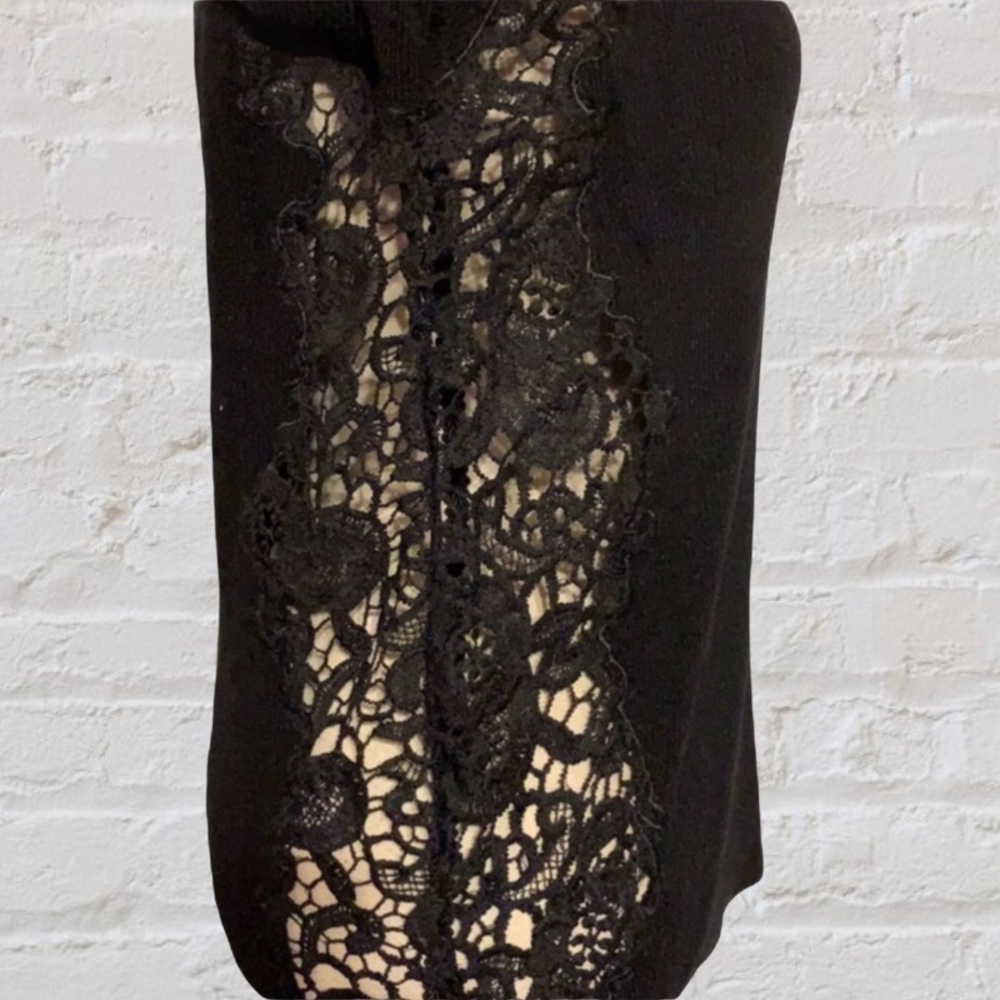 ❌DONATED❌Black Crochet Detail Sweater Knit V-neck Top - Picture 5 of 9